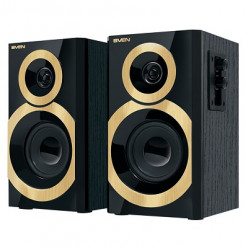 SVEN SPS-619 GOLD (Black),  2.0 / 2x10W RMS, headphone jack, wooden, (3-+1-)